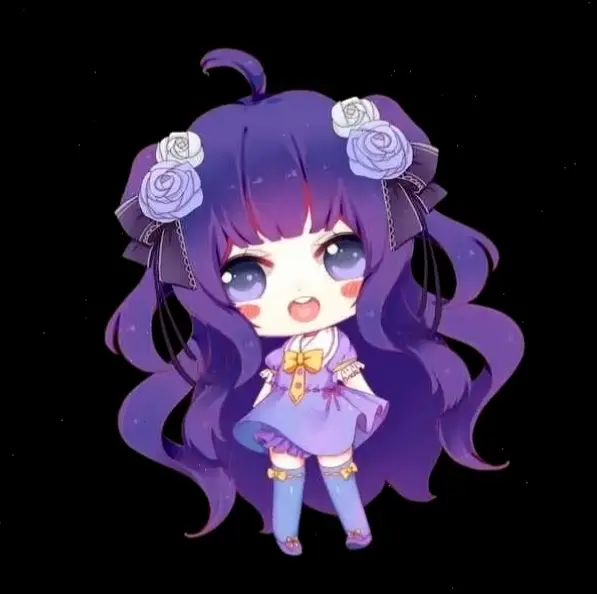 Avatar anime cute màu tím huyền bí, mang đến sức hút tươi mới và dễ thương cho profile của bạn!