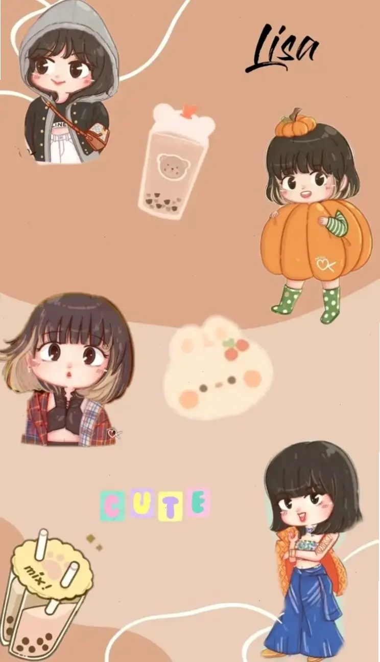 Hình nền Lisa chibi dễ thương, mang phong cách hoạt hình sống động, làm mới màn hình điện thoại bạn ngay hôm nay!