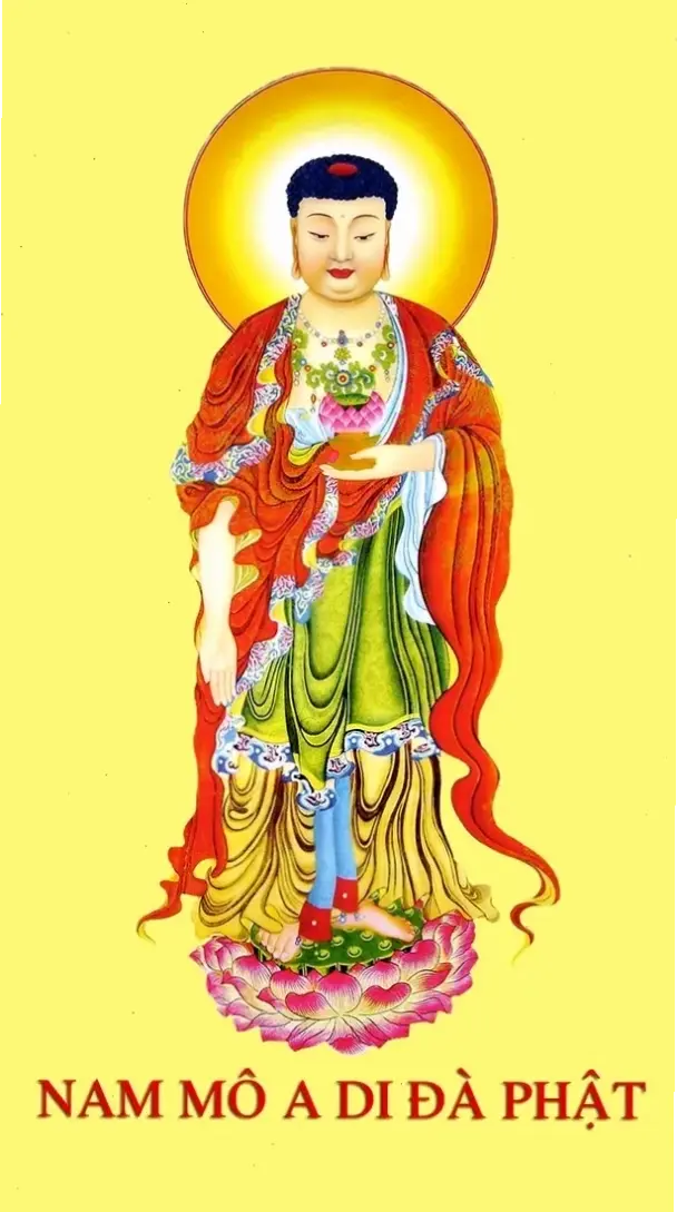 Trải nghiệm Phật A Di Đà tiếp dẫn 4K sống động, ánh sáng từ bi lan tỏa, mang bình an sâu lắng đến tâm hồn bạn.