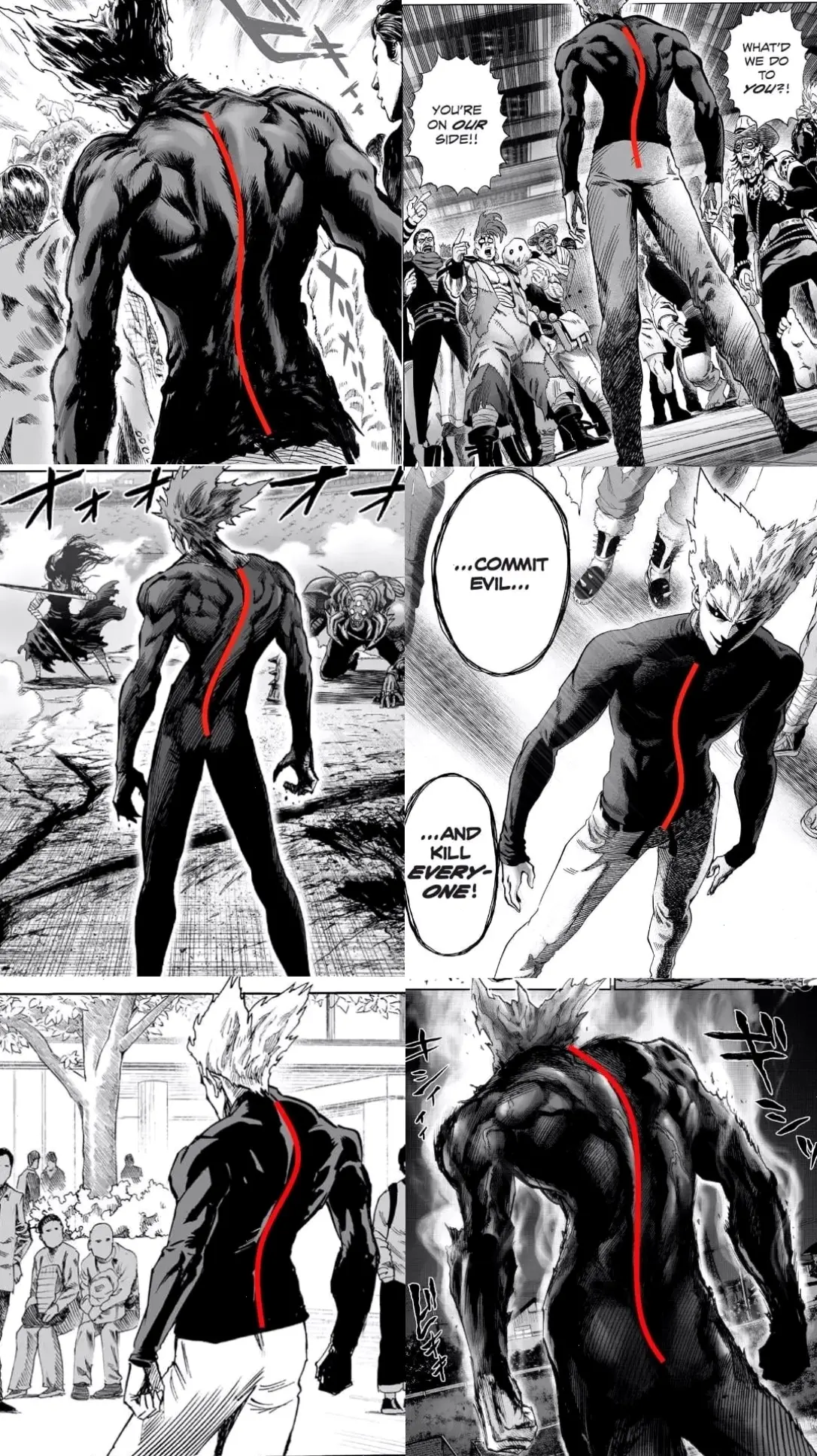 Garou back: Hình ảnh lưng vững chãi của Garou, thể hiện sức mạnh và sự kiên định trong chiến đấu!
