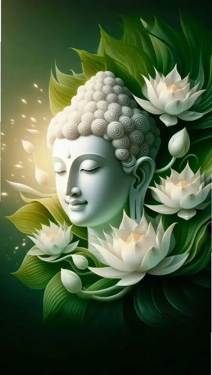 A Di Đà thiền định trên đài sen, giúp bạn đạt trạng thái tĩnh lặng và nội tâm sâu sắc.