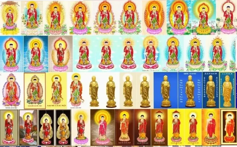 Ảnh A Di Đà cầm ngọc bình an, mang đến sự thư giãn và năng lượng tích cực cho không gian sống của bạn.