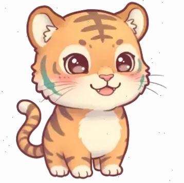 Con hổ chibi anime dễ thương này sẽ làm bạn mỉm cười với phong cách đáng yêu và năng động, lý tưởng cho fan yêu thích thế giới anime đầy màu sắc!