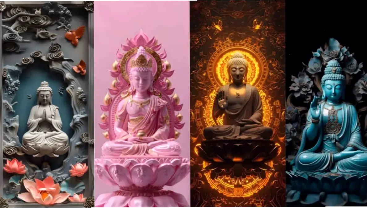 Ảnh Phật thiền tại chùa thiêng, lưu giữ khoảnh khắc yên bình và năng lượng tích cực.