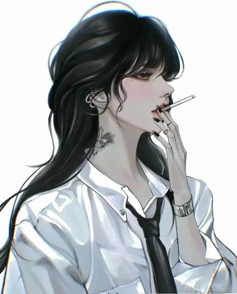 Avatar anime hút thuốc với ánh mắt buồn bã, gợi lên nỗi cô đơn sâu lắng và suy tư, chạm đến trái tim bạn.