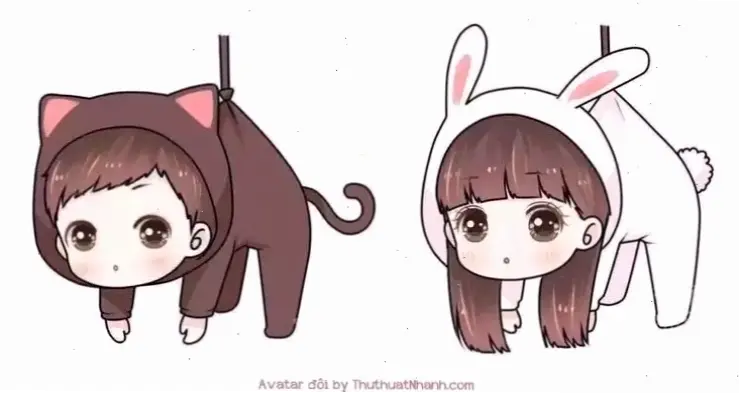 Avatar đôi tình yêu chibi siêu dễ thương, lý tưởng để thể hiện tình cảm ngọt ngào cho cặp đôi mơ mộng!