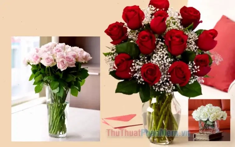 Bó hoa hồng trắng tinh khôi, đại diện sự trong sạch, hoàn hảo cho đám cưới hay ngày quan trọng.