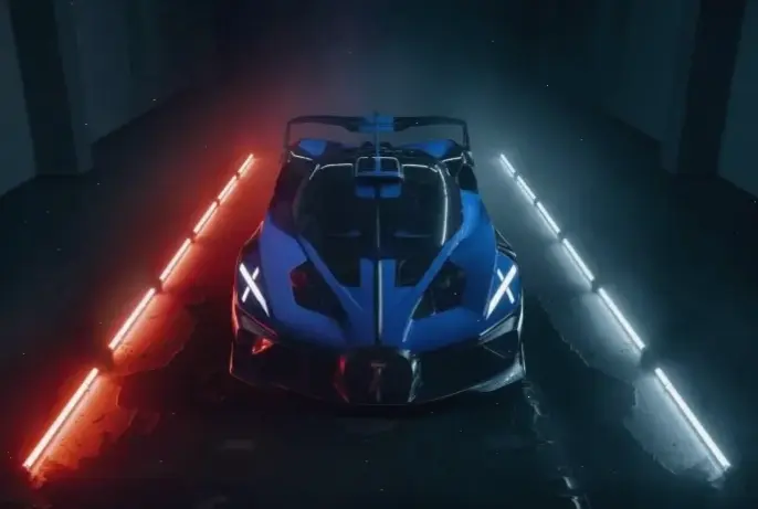 Bugatti về đêm quyến rũ dưới ánh sao, thể hiện sự sang trọng và đẳng cấp không giới hạn.