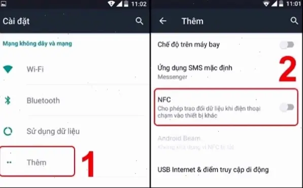 Các bước bật NFC