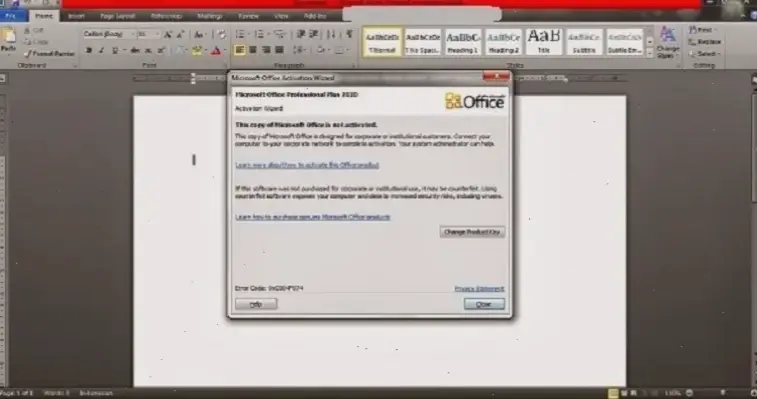 Các Bước Sửa Lỗi Product Activation Failed Excel 2010
