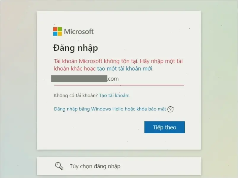 Các lỗi tài khoản Microsoft phổ biến
