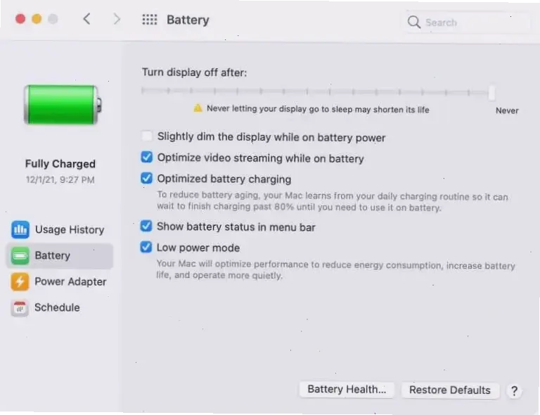 Cách Bật Chế Độ Tiết Kiệm Pin Trên macOS