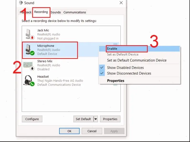 Cách bật micro trên laptop Windows 7