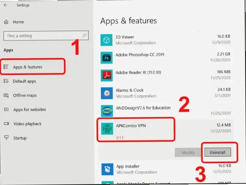 Cách gỡ cài đặt trên Windows