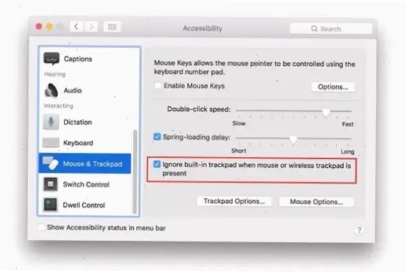 Cách tắt chuột cảm ứng trên macOS