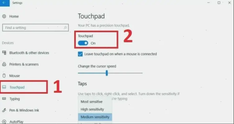 Cách tắt chuột cảm ứng trên Windows