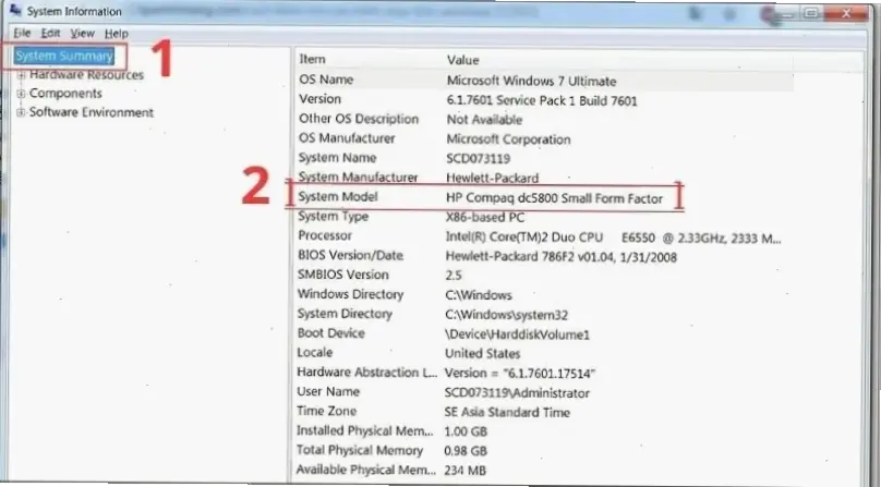 Cách Xem Model Laptop Qua Hệ Điều Hành
