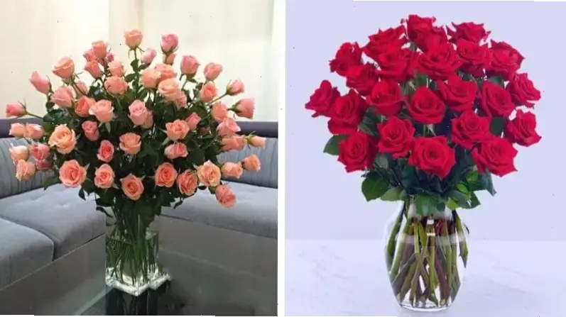 Cắm hoa hồng để bàn dễ dàng, tạo điểm nhấn xinh xắn cho phòng khách hay bàn ăn hàng ngày.