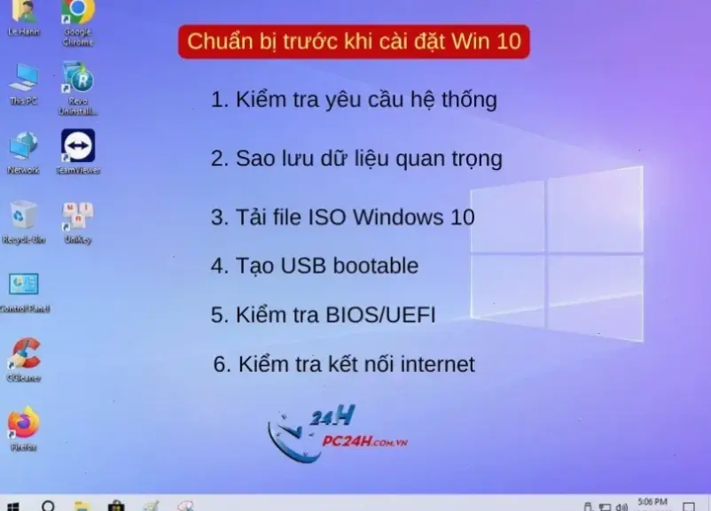 Chuẩn Bị Trước Khi Tải Windows 10