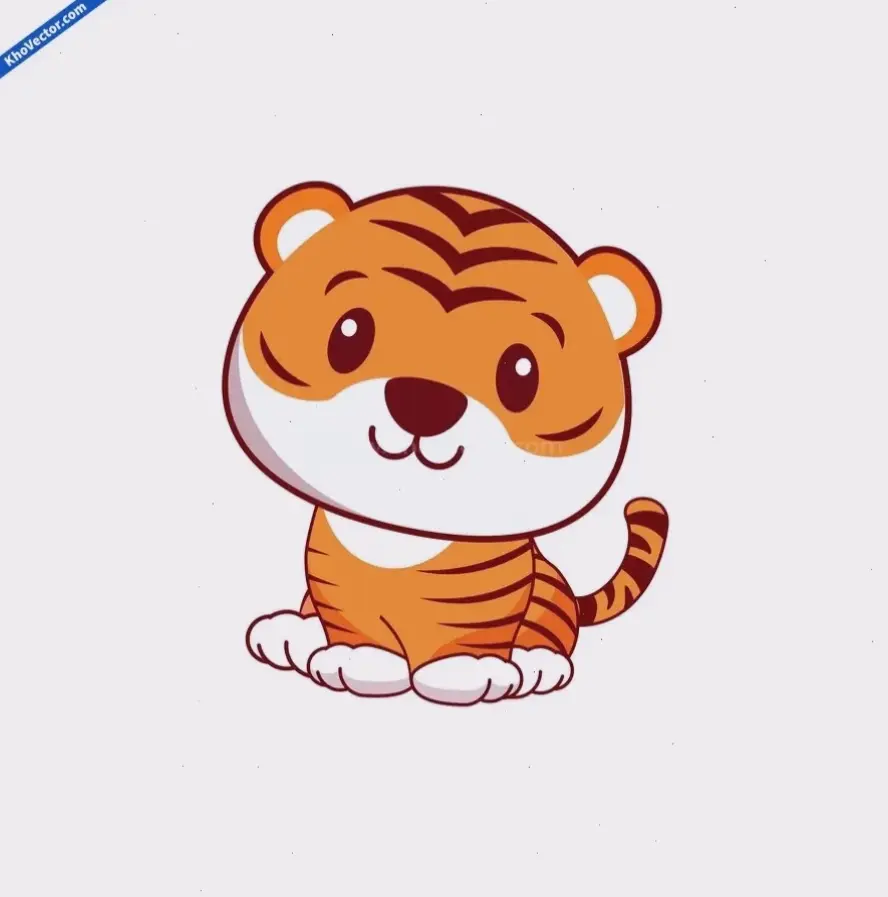 Hổ chibi dễ thương với nụ cười rạng rỡ, biểu tượng sức mạnh và niềm vui bất tận!