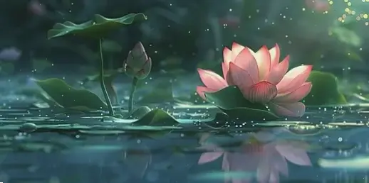 Hình ảnh hoa sen nở rộ trong thiền định, mang lại sự tĩnh lặng và cảm hứng sâu sắc.