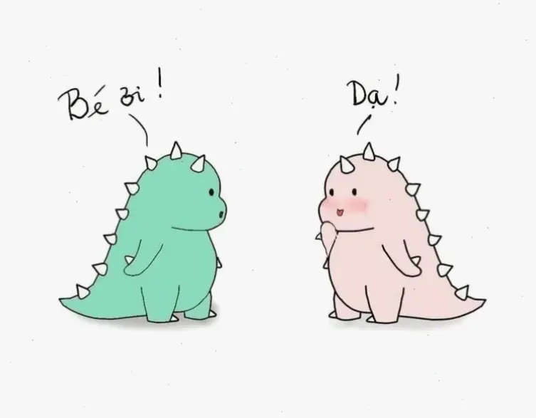 Hình avatar cặp khủng long chibi dễ thương, lý tưởng cho cặp đôi yêu thích sự độc đáo và phiêu lưu!