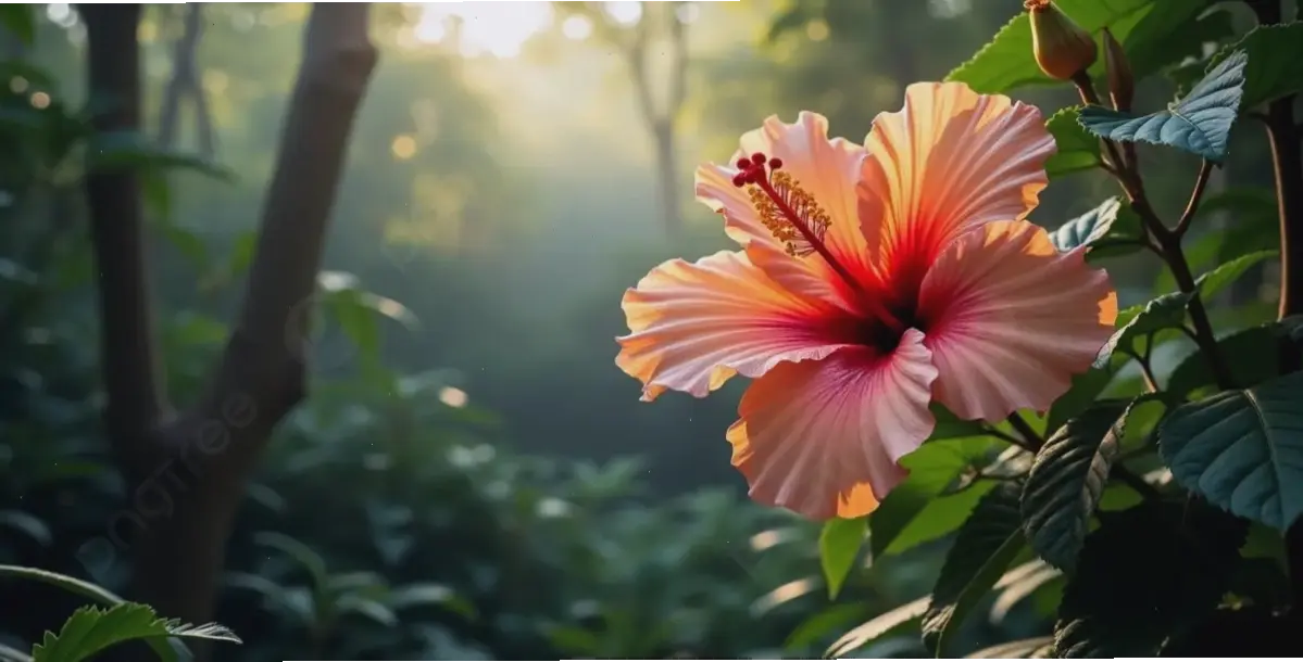 Hình hoa dâm bụt rực rỡ tô điểm cho không gian sống, mang đến năng lượng tích cực và sự tươi mát.