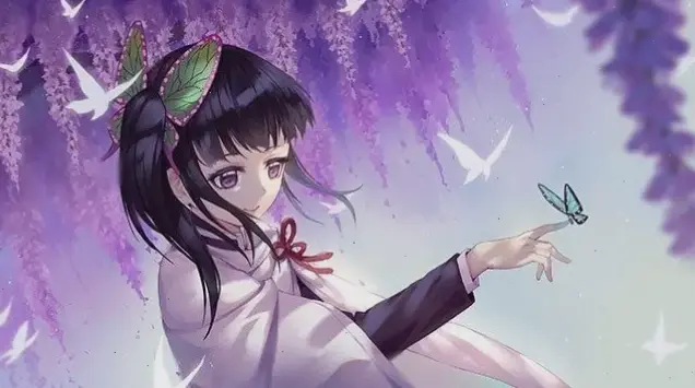 Hình nền anime nghệ thuật tinh tế, lấy cảm hứng từ Demon Slayer với phong cách sáng tạo và cuốn hút.