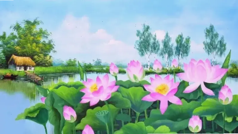 Hoa sen Việt Nam rực rỡ dưới ánh bình minh, đại diện cho bản sắc văn hóa và sự thanh tao của đất nước.