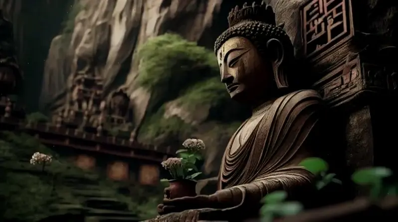 Khám phá vẻ đẹp huyền bí của Phật Thích Ca trong rừng xanh, hình ảnh 4K sắc nét mang lại sự bình yên sâu lắng và cảm hứng vô bờ.