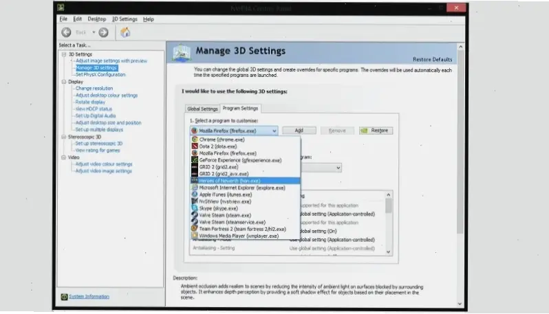 Kích hoạt qua NVIDIA Control Panel