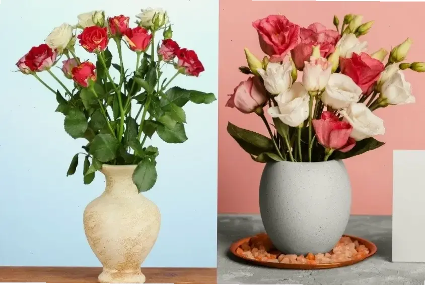 Lọ hoa hồng đẹp giúp cắm hoa dễ dàng, biến góc nhà thành khu vực tươi mát và cuốn hút.