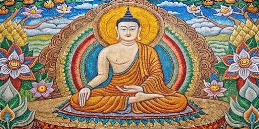 Mandala Phật màu sắc sống động, kết hợp sắc màu rực rỡ với ý nghĩa sâu sắc, mang đến niềm vui và sự giác ngộ cho tâm hồn.