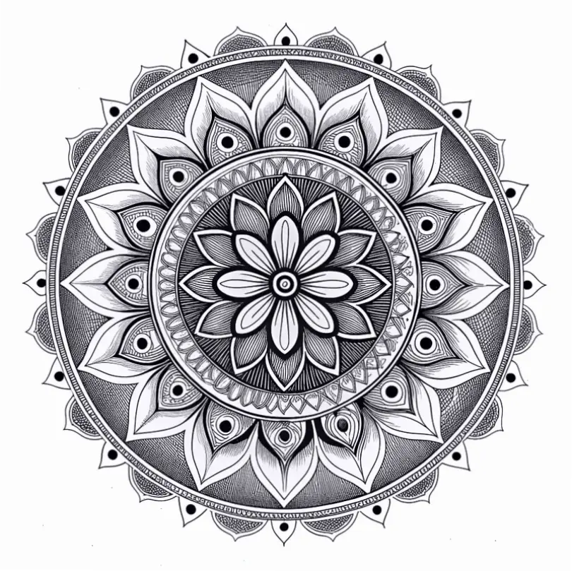 Mandala tối giản tinh tế, với thiết kế đơn sơ nhưng sâu lắng, mang lại sự yên bình và tập trung cho hành trình thiền định hàng ngày.