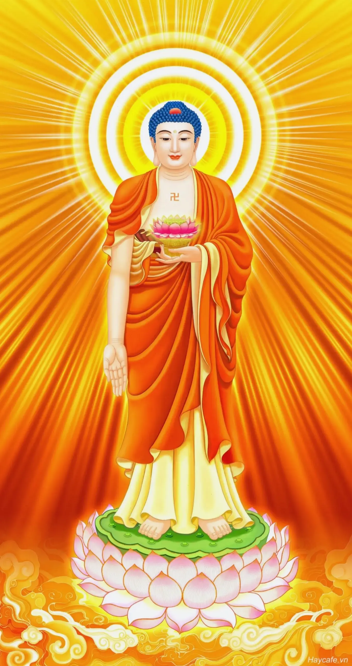 Nghệ thuật A Di Đà kết hợp ánh sáng và vẻ đẹp, mang đến cảm hứng tâm linh sâu sắc và ý nghĩa.