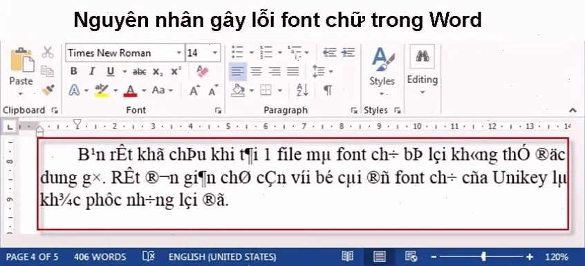 Nguyên nhân chính gây ra lỗi font chữ