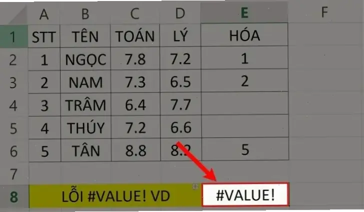 Nguyên nhân phổ biến của lỗi Value
