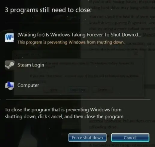 Nguyên nhân phổ biến khiến máy tính Windows 7 không shutdown được
