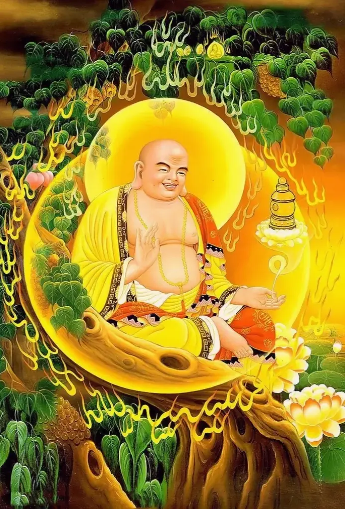 Phật Di Lặc cười rạng rỡ, truyền cảm hứng niềm vui và lạc quan cho mọi khoảnh khắc cuộc sống hàng ngày.