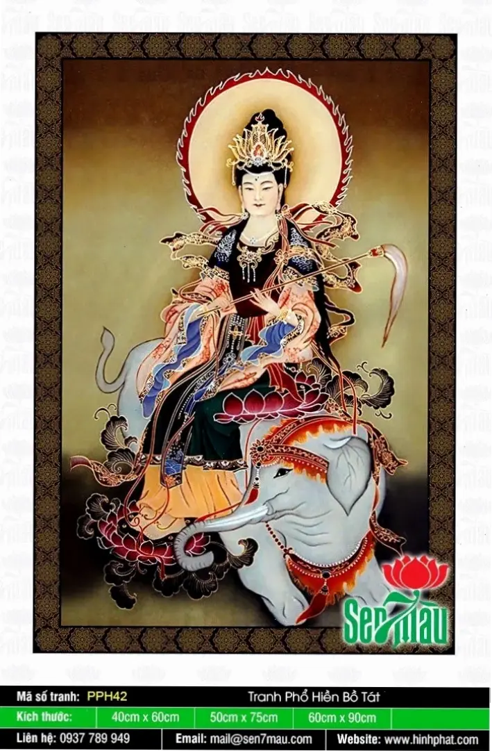 Phật Phổ Hiền từ bi soi sáng, truyền cảm hứng yêu thương và năng lượng tích cực cho tâm hồn.