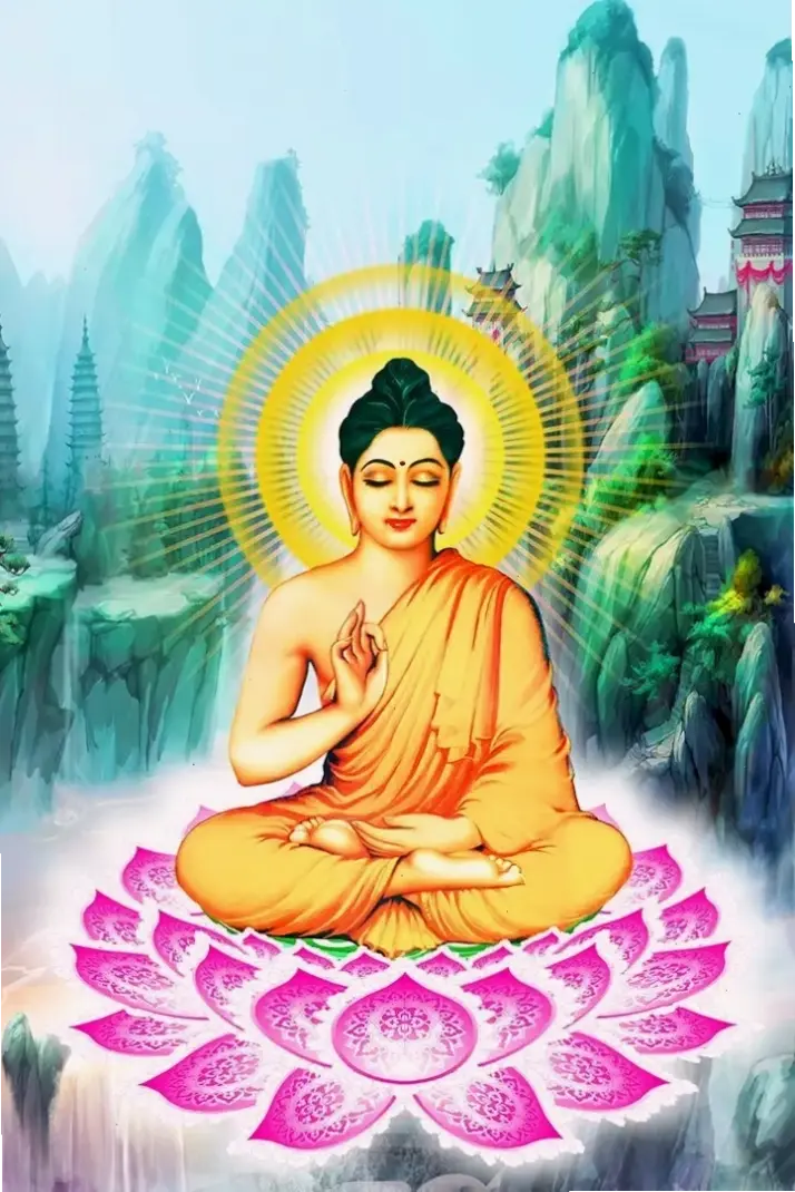 Phật Thích Ca ánh sáng rực rỡ, chiếu soi con đường tâm linh và bình an nội tại.