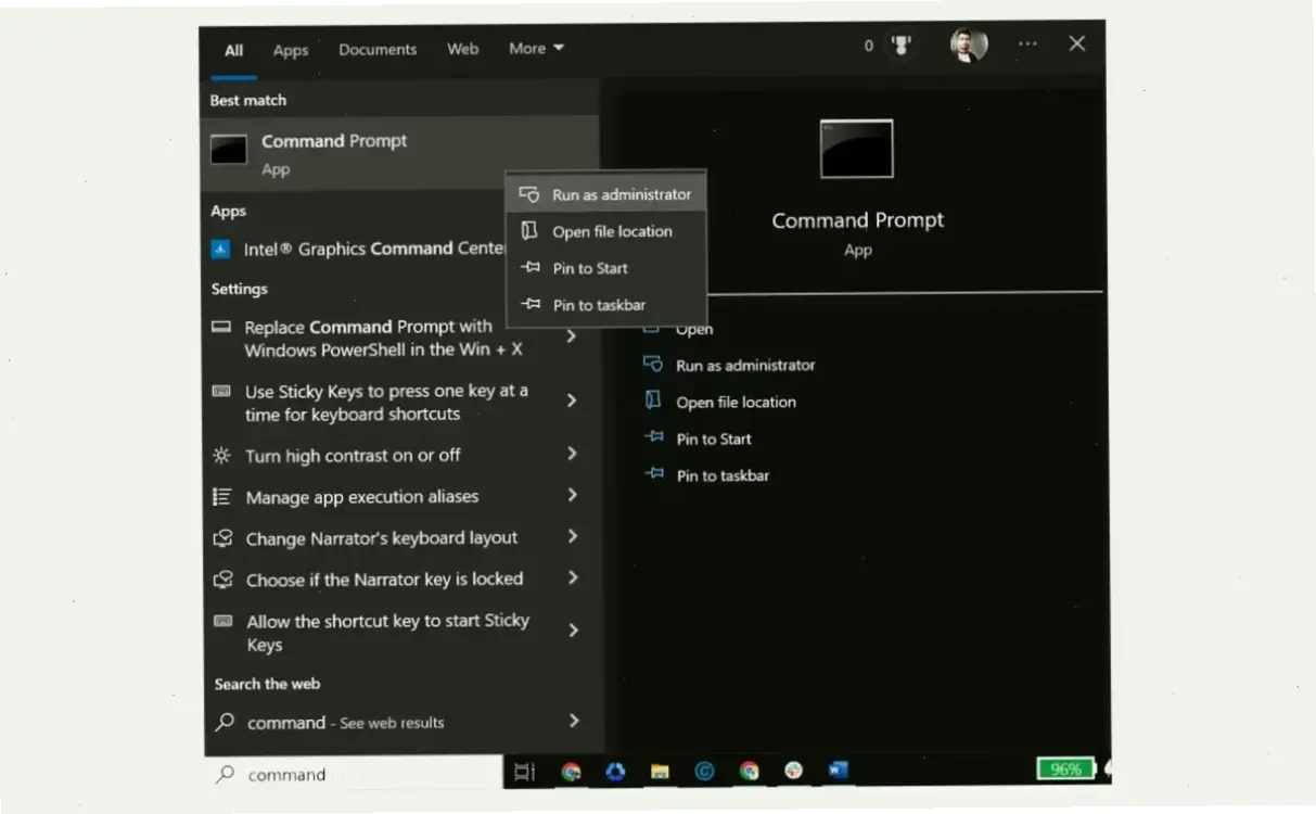 Phương pháp 2: Sử Dụng Command Prompt
