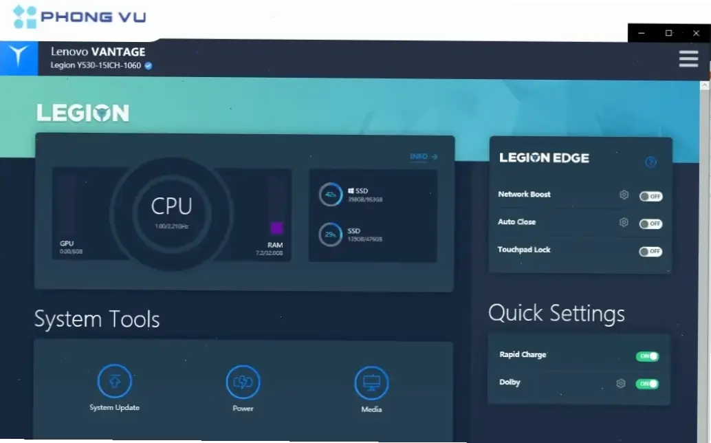 Sử dụng phần mềm Lenovo Vantage