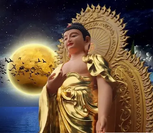 Tranh A Di Đà cầm ngọc nghệ thuật, truyền tải thông điệp Phật giáo sâu sắc và vẻ đẹp huyền bí.