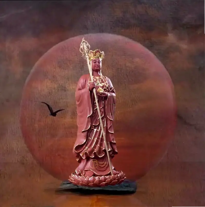 Tranh Địa Tạng nghệ thuật tinh tế, kết hợp vẻ đẹp truyền thống và ý nghĩa tâm linh sâu sắc.