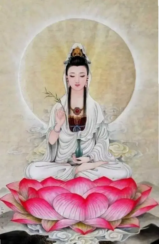 Tranh Quan Âm trên hồ nghệ thuật tinh tế, truyền tải thông điệp từ bi và sự thanh thản vô bờ.