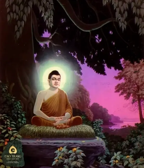 Tranh vẽ Phật Thích Ca trong rừng thơ mộng, nghệ thuật tinh tế truyền cảm hứng tích cực và sự an lành sâu lắng.