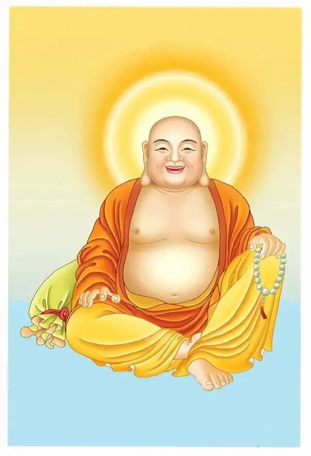 Tượng Di Lặc xinh xắn, biểu tượng may mắn và hạnh phúc, lý tưởng để trang trí nhà cửa và cân bằng phong thủy.