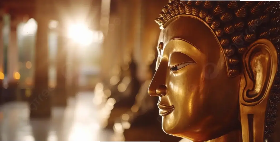 Tượng Phật chói sáng rực rỡ, tượng trưng cho ánh sáng trí tuệ, mang đến sự bảo vệ và bình yên tuyệt đối.