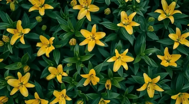 Vườn hoa huệ tây rực rỡ khoe sắc, mang lại cảm giác yên bình và gần gũi với thiên nhiên.